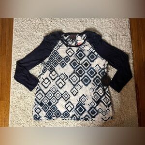 Women’s Petite Large French Blue Long Sleeve Blouse NWT